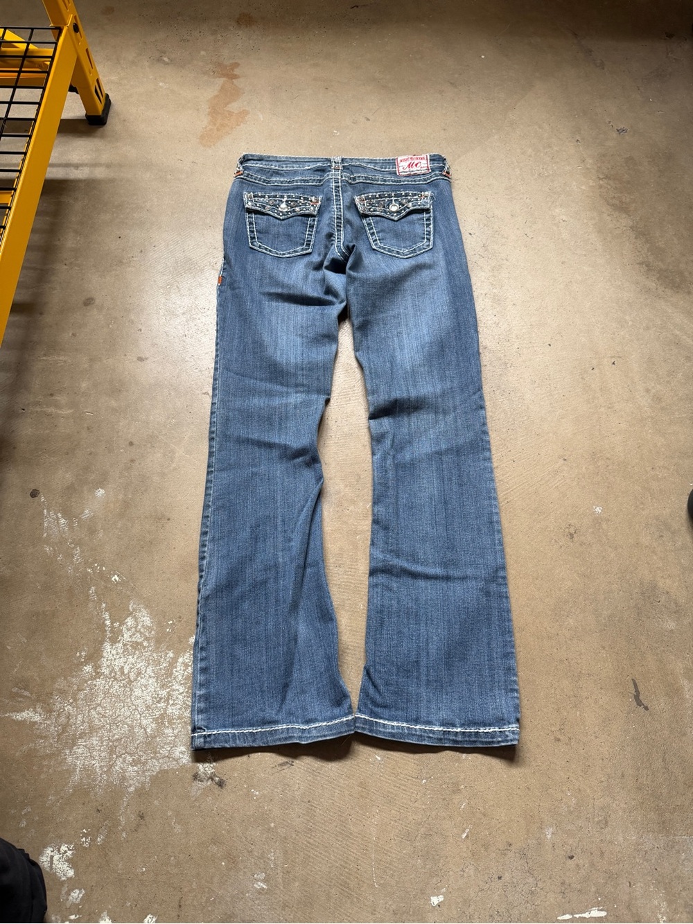 Vintage Miss Chic Y2K Embellished Flap Pocket Denim Jeans True Religion Style